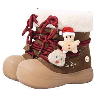 KILLWINNER 圣诞款 短毛长筒雪地靴 冬款潮牌加绒保暖厚底靴