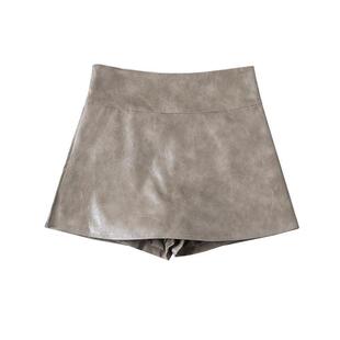 黑色pu皮裙半身裙女2025春秋季新款高腰小个子开叉a字包臀短裙裤