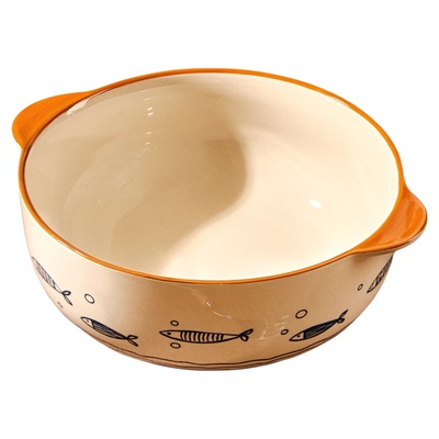 日式陶瓷双耳汤碗家用特大号盆碗