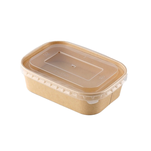 一次性餐盒家用加厚食品级牛皮纸餐具饭碗盒长方形外卖快餐打包盒