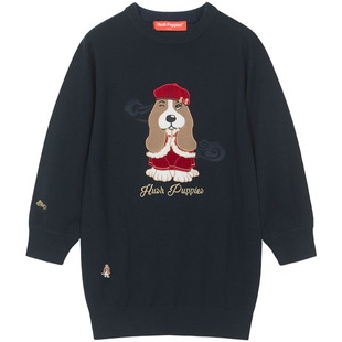 暇步士童装女童连衣裙秋冬新款大童舒适毛衣裙儿童时尚甜美公主裙