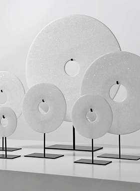 简约创意玉璧新中式摆件饰品家居摆设现代玄关超值软装搭配样板房