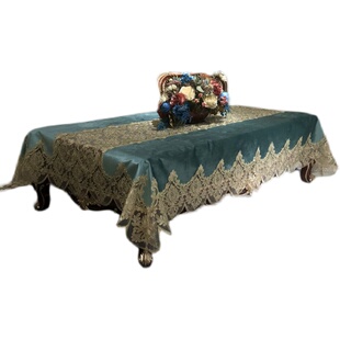 方桌布美式奢华餐桌布茶几桌布长方形布艺蕾丝家用欧式轻奢高级感