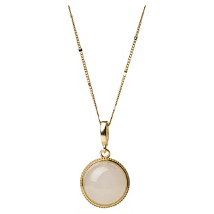 金玉良缘【桃花】冰藕粉和田玉鸽子蛋镶925银吊坠项链无事牌