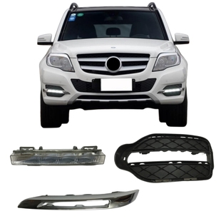 适用于奔驰W204前杠GLK200日行灯GLK260雾灯框GLK300杠灯罩GLK350