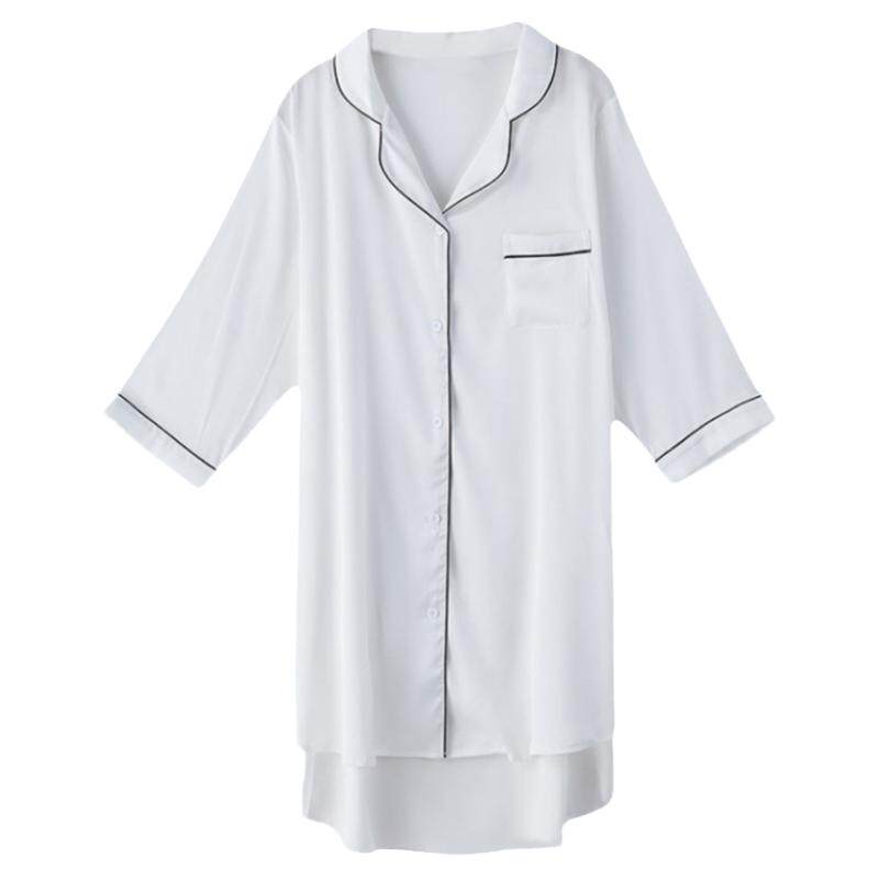 桑蚕丝睡衣女2026年新款春夏真丝男友风衬衫睡裙宽松家居服可外穿