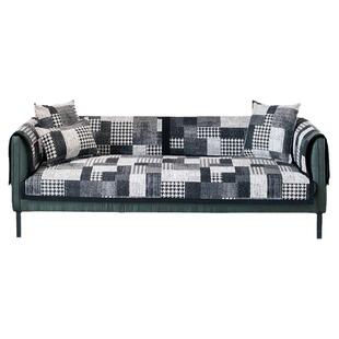 恋豆黑白千鸟格沙发垫四季通用防滑套罩轻奢风格北欧沙发盖布坐垫