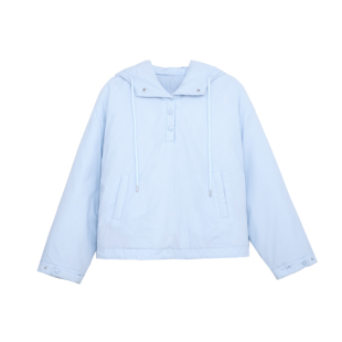 荒荒家 套头连帽棉服2025冬季新款纯色宽松休闲抽绳加厚外套女