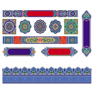 佛堂仙堂贴纸古建彩绘壁纸梁纹吊顶祠堂故宫横梁壁画背景墙纸寺庙