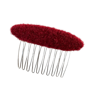 新年红色毛呢高颅顶齿梳发夹边夹侧边公主头刘海夹前额倒插梳发卡