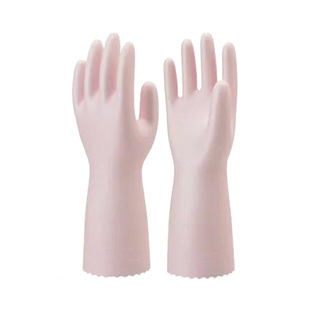 日本进口加厚植绒胶皮手套清洁家务乳胶手套橡胶洗碗洗衣加绒女