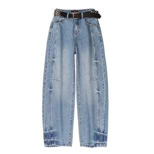 219欧货小蜜蜂2026春季做旧宽松弯刀牛仔裤显瘦垂感无弹香蕉裤女