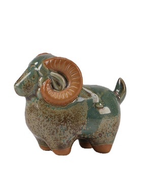 羊眉吐气钧瓷茶宠新中式手工陶瓷摆件家居客厅装饰送朋友创意好礼