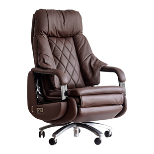 坐管家电动按摩老板椅午睡电脑座椅可躺真皮办公室工学椅久坐舒适