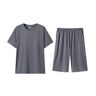 莫代尔情侣睡衣女夏季短袖短裤七分裤柔软舒适可外穿男士家居服套
