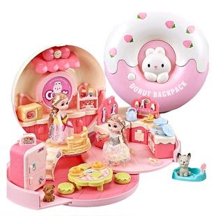 雅斯妮威尼兔大城堡别墅双层床卧室甜品屋客厅女孩过家家儿童玩具