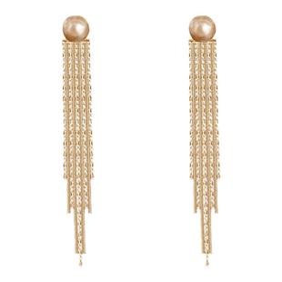 长款流苏珍珠款三角耳夹小众设计感新娘耳环耳坠方圆脸无耳洞耳饰