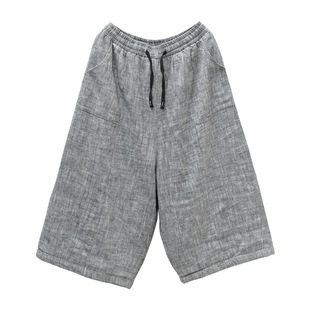 大码休闲棉裤女复古夹棉垮裤冬季色织老布靴裤宽松个性阔腿八分裤