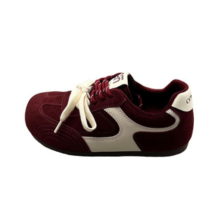 新款~真皮加绒圆头系带平跟德训鞋慢跑鞋2025年冬款防滑休闲鞋