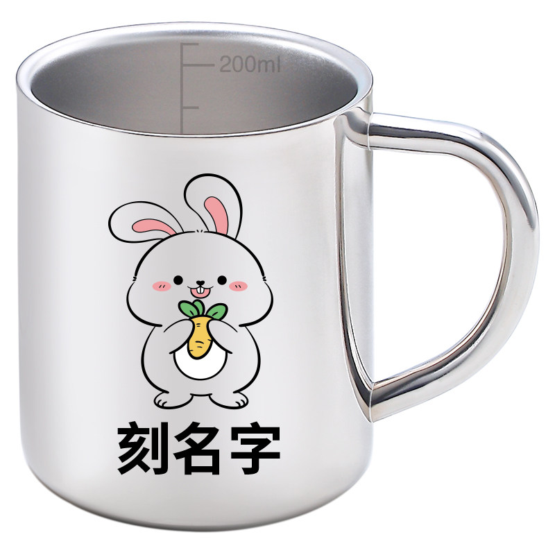 304不锈钢儿童双层隔热马克杯