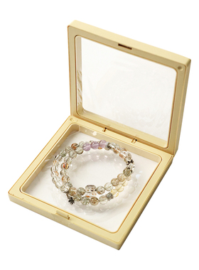 黑金超七多宝水晶枫叶吊坠手串女