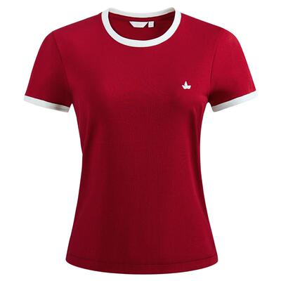 Navigare意大利小帆船2026夏季新款休闲女士高弹红色圆领短袖T恤