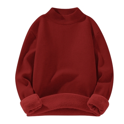 班尼路S&K酒红色加绒加厚毛衣男