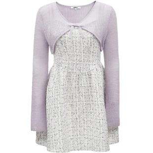 【ONLY奥莱】春季新款甜美风气质V领短款长袖套装连衣裙女