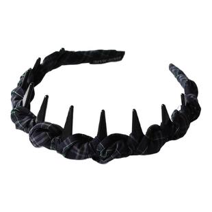 川野法式墨绿条纹头箍新款简约小众发箍女日常外戴高颅顶头饰发饰