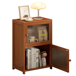 床头柜现代简约床尾收纳小型柜子楠竹轻奢高级感储物柜卧室置物架