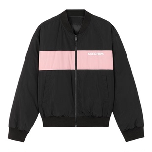 Skechers/斯凯奇秋冬新款女子棒球服夹克梭织短款羽绒服