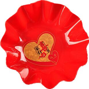 结婚果盘红色婚庆用品喜宴家用喜事水果花生瓜子干果婚礼塑料盘子