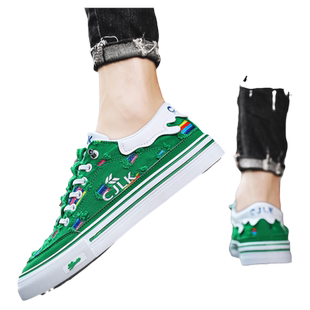 帆布男鞋夏季透气2026新款网红一脚蹬布鞋男士运动休闲平板鞋男款