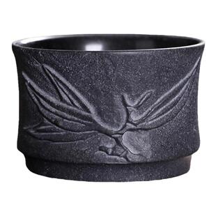 冰碛岩茶杯中式复古手工主人杯竹节品茗杯石茶杯茶盏单杯功夫茶具