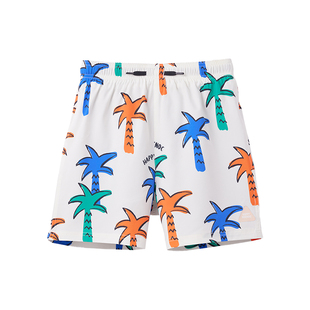 【快干防氯水】happynocnoc儿童沙滩裤双层弹力透气男童五分泳裤