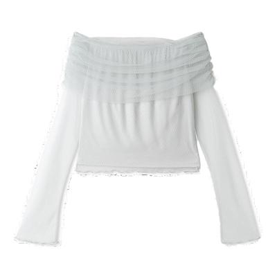 SNIDEL一字领露肩衬衫上衣