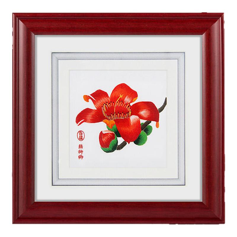 品粤【纪念礼品】广绣非遗手工红棉荔枝刺绣装饰挂画刺绣摆件定制