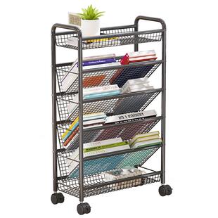 书桌旁小书架落地置物架可移动带轮书本收纳架子课桌边简易整理架