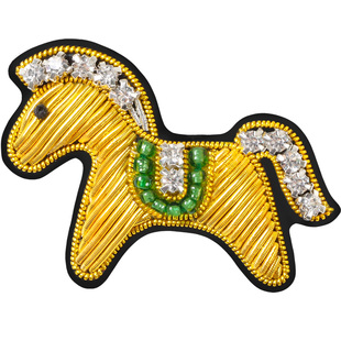 马年生肖礼物精致本命年小马胸针印度丝手工刺绣衣服别针配饰徽章