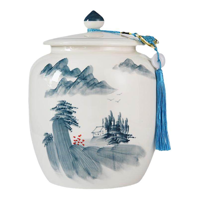 手绘风陶瓷散装摆件礼品盒茶叶罐