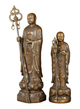 九华山地藏王大愿站立黄铜佛像