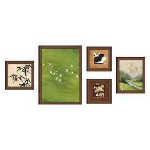 中古风客厅装饰画法式复古沙发背景墙挂画高级感日照金山组合壁画