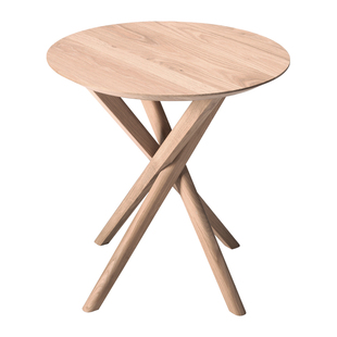 Ethnicraft进口白橡木纯实木家具边几客厅沙发旁边的精致小茶几