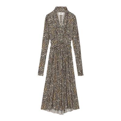 ba&sh印花长袖法式长裙连衣裙