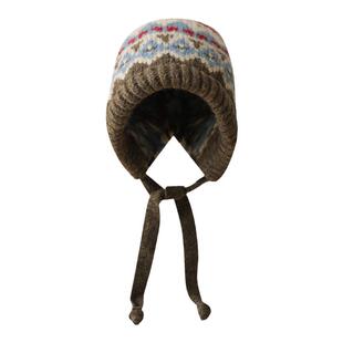 包包帽子两用女生韩系民族风提花针织帽高品质复古百搭保暖套头帽