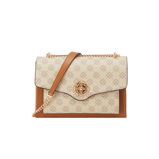 意尔康女士包包新款小方包时尚老花通勤包大容量单肩包PVC链条包