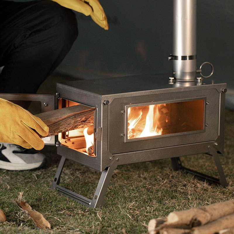 户外纯钛帐篷炉露营柴火炉室外多功能取暖做饭烧水便携可折叠钛炉