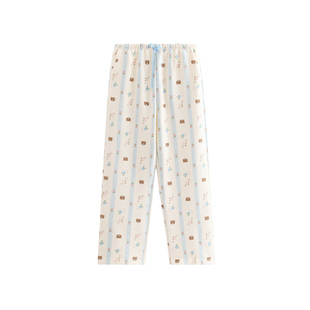 芬腾睡裤女春秋季新款空气棉夹层休闲长裤卡通舒适宽松家居裤单裤