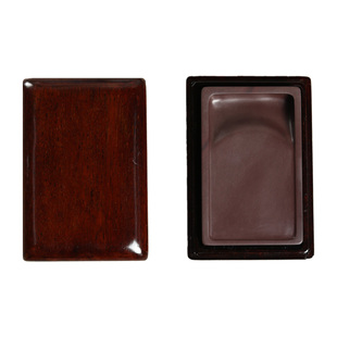 合三舍4寸精品砚台肇庆端砚磨墨条毛笔墨汁砚台书法专用墨池盛墨掭笔文房天然原石宋坑一片红砚石