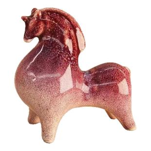 窑变紫钧陶瓷小马茶宠摆件小号汗血宝马客厅玄关酒柜桌面装饰品